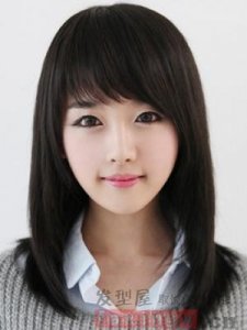 ​中长发直发发型 简单顺直清新范