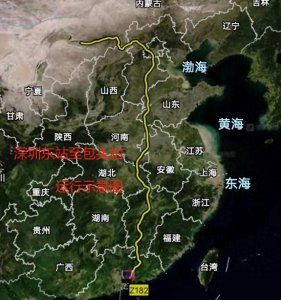 ​Z182深圳东到包头，走京九铁路，列车需在北京丰台站换向